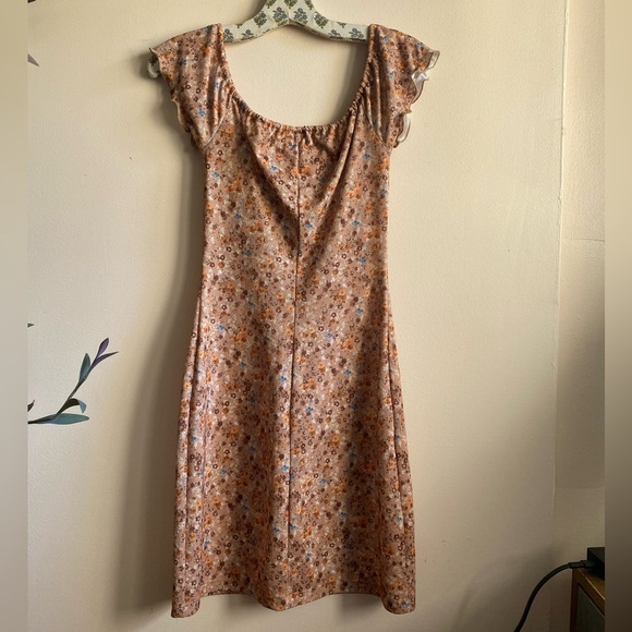 Vintage Brown Floral Dress - Picture 2 of 3
